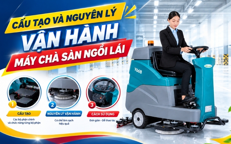 Cấu tạo và nguyên lý vận hành máy chà sàn ngồi lái