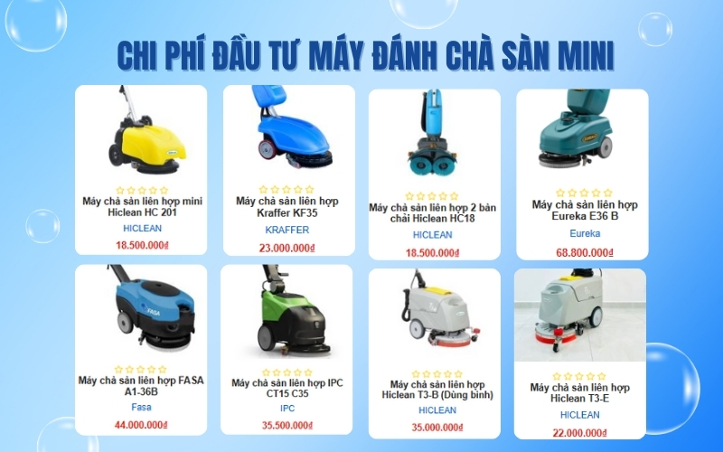 Chi phí đầu tư máy đánh chà sàn mini