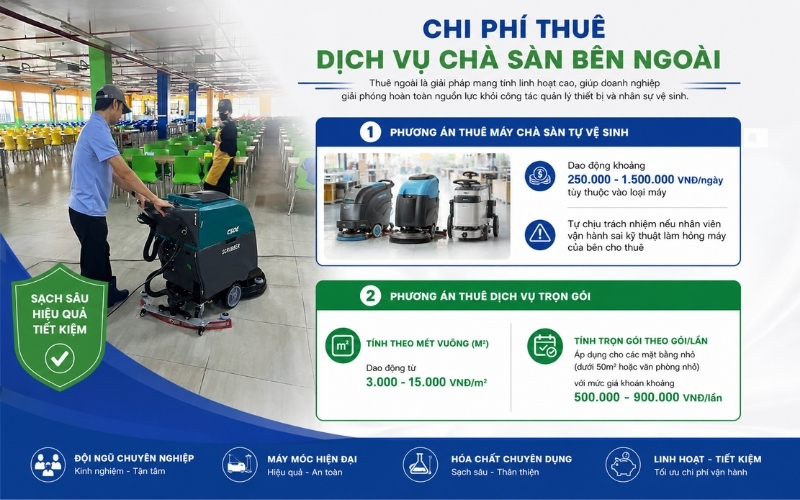 Chi phí thuê dịch vụ chà sàn bên ngoài
