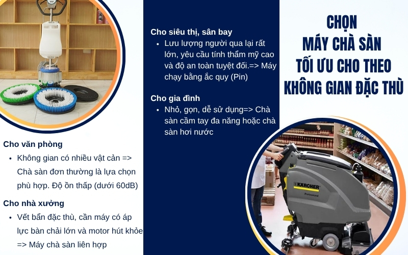 Chọn máy chà sàn tối ưu cho theo không gian đặc thù