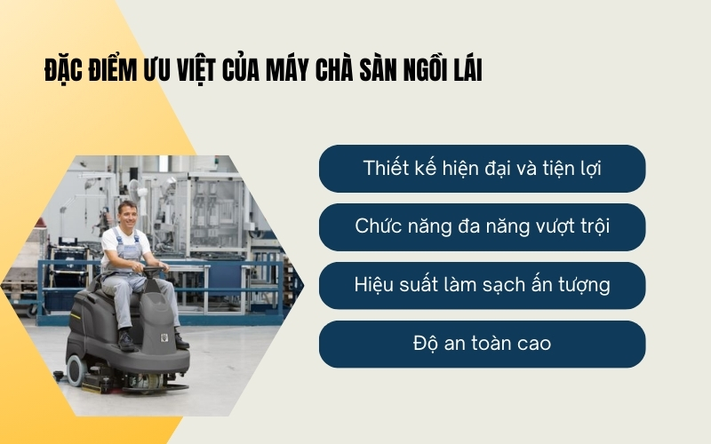 Đặc điểm ưu việt của máy chà sàn ngồi lái