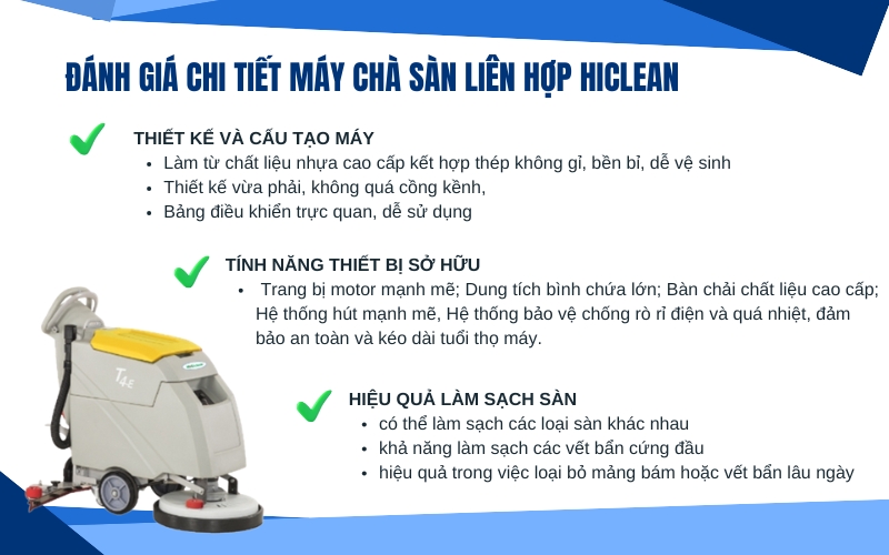 Đánh giá chi tiết máy chà sàn liên hợp Hiclean