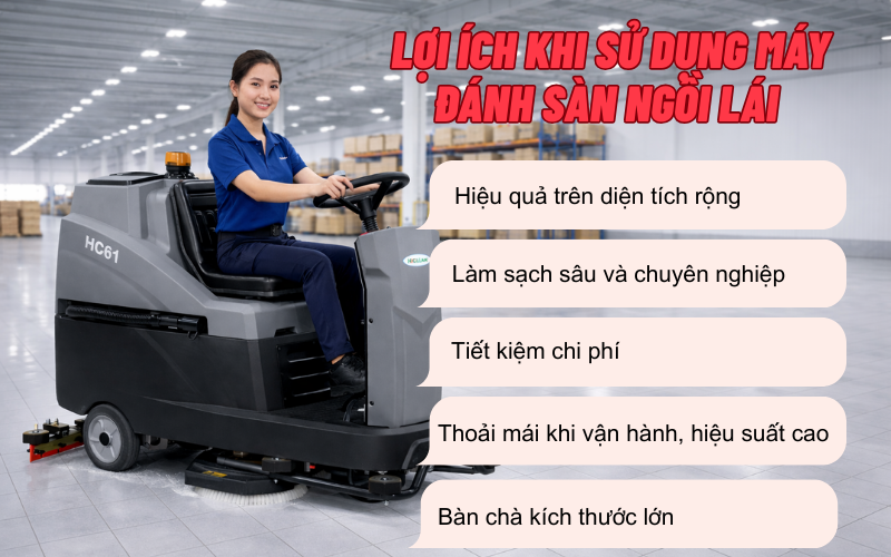 Lợi ích khi sử dụng máy đánh sàn ngồi lái