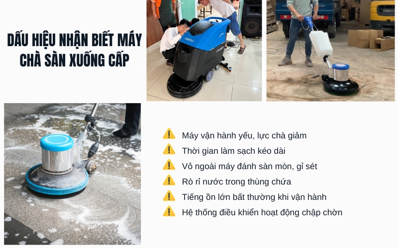Dấu hiệu nhận biết máy chà sàn xuống cấp