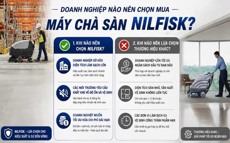 Doanh nghiệp nào nên chọn mua máy chà sàn Nilfisk