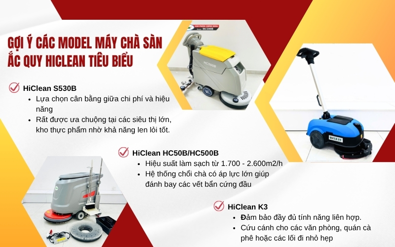 Gợi ý các model máy chà sàn ắc quy HiClean tiêu biểu