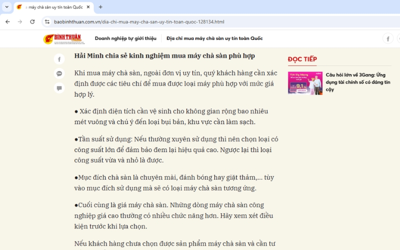 Hải Minh chia sẻ kinh nghiệm mua máy chà sàn phù hợp