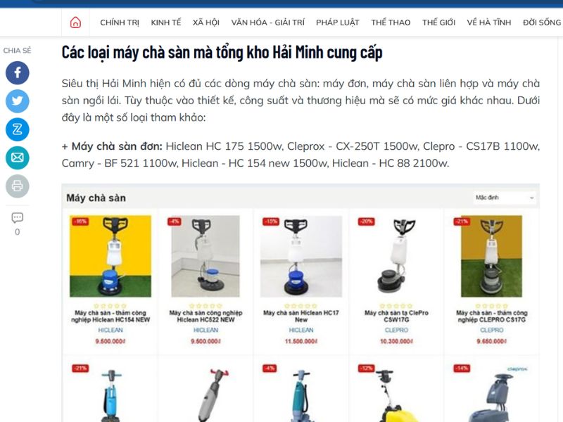 Hải Minh cung cấp đa dạng các dòng máy chà sàn chính hãng