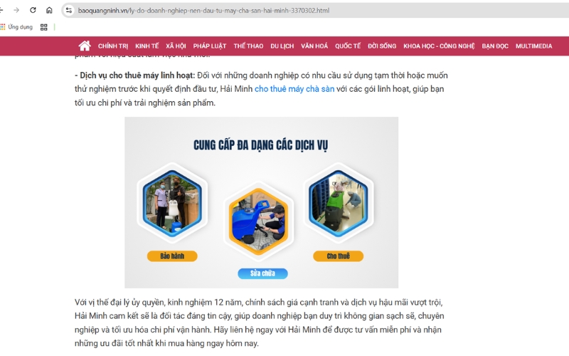 Hải Minh – cung cấp đa dạng dịch vụ về máy chà sàn