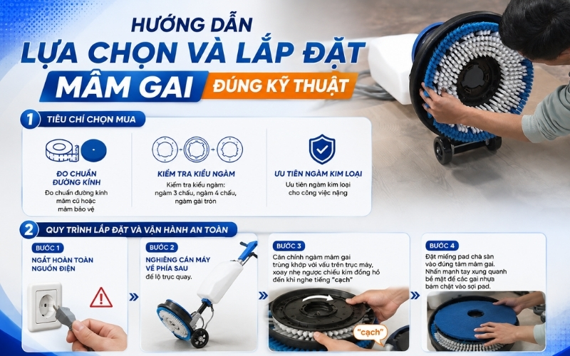 Hướng dẫn lựa chọn và lắp đặt mâm gai đúng kỹ thuật