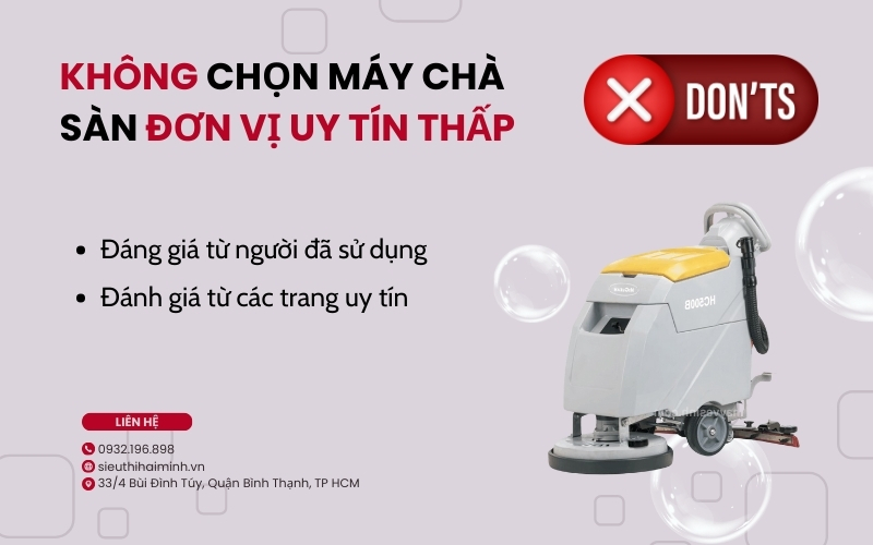 Không chọn máy đánh sàn tại đơn vị cung cấp uy tín thấp