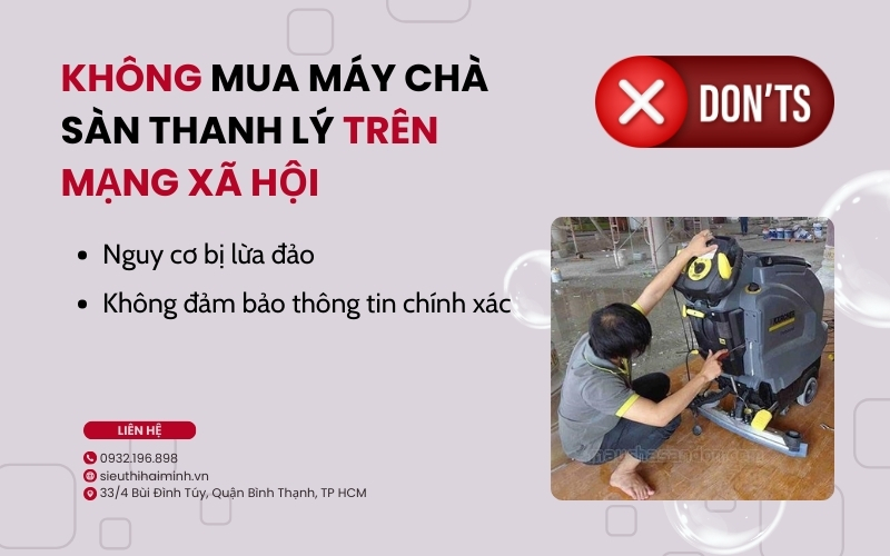 Không mua máy chà sàn thanh lý trên mạng xã hội
