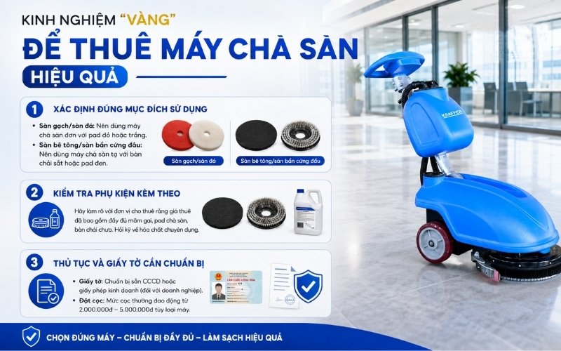 Kinh nghiệm vàng để thuê máy chà sàn hiệu quả