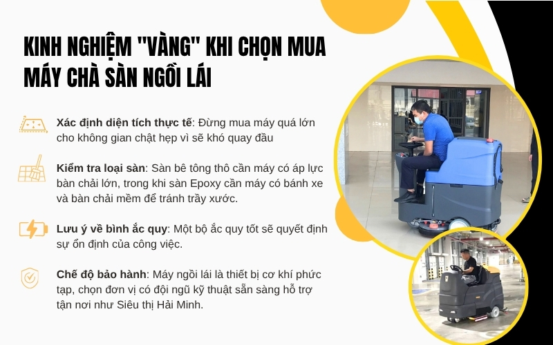 Kinh nghiệm vàng khi chọn mua máy chà sàn ngồi lái