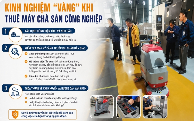 Kinh nghiệm vàng khi thuê máy chà sàn công nghiệp