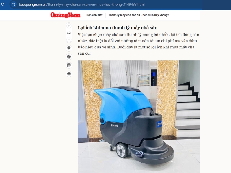 Lợi ích khi mua máy chà sàn - Báo Quảng Nam