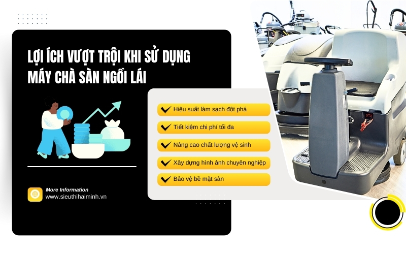 Lợi ích vượt trội khi sử dụng máy chà sàn ngồi lái