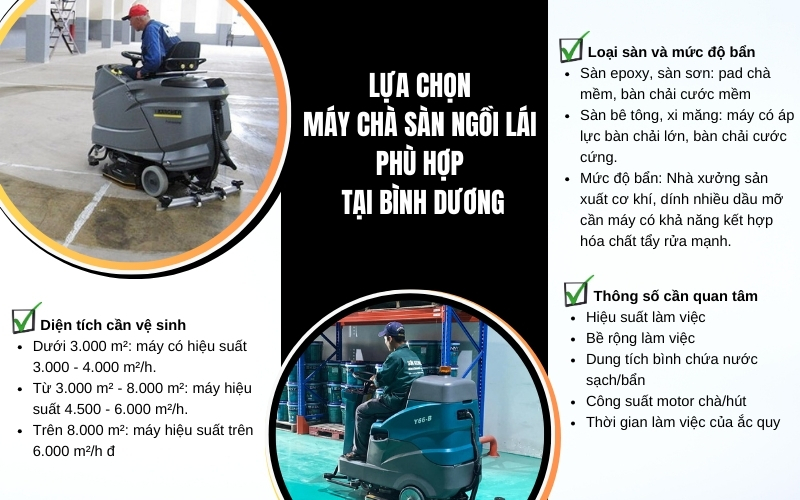 Lựa chọn máy chà sàn ngồi lái phù hợp tại Bình Dương