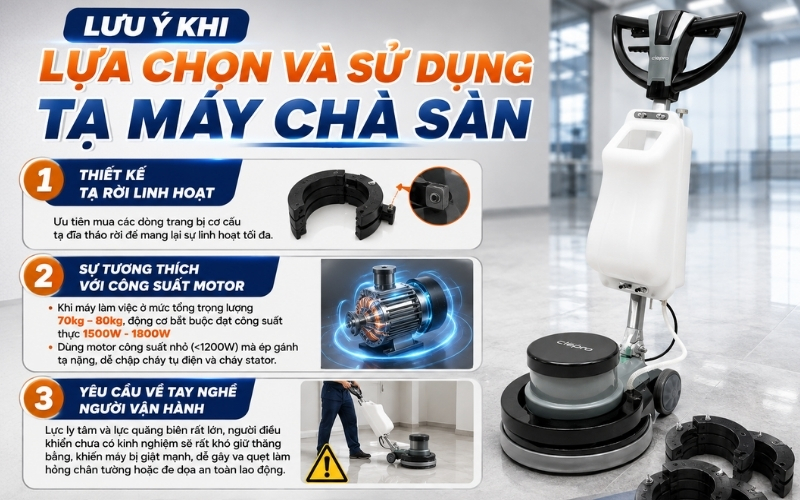 Lưu ý khi lựa chọn và sử dụng tạ máy chà sàn
