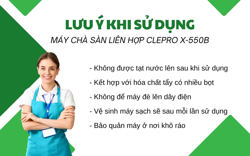 Lưu ý khi sử dụng máy chà sàn liên hợp CLEPRO X-550B