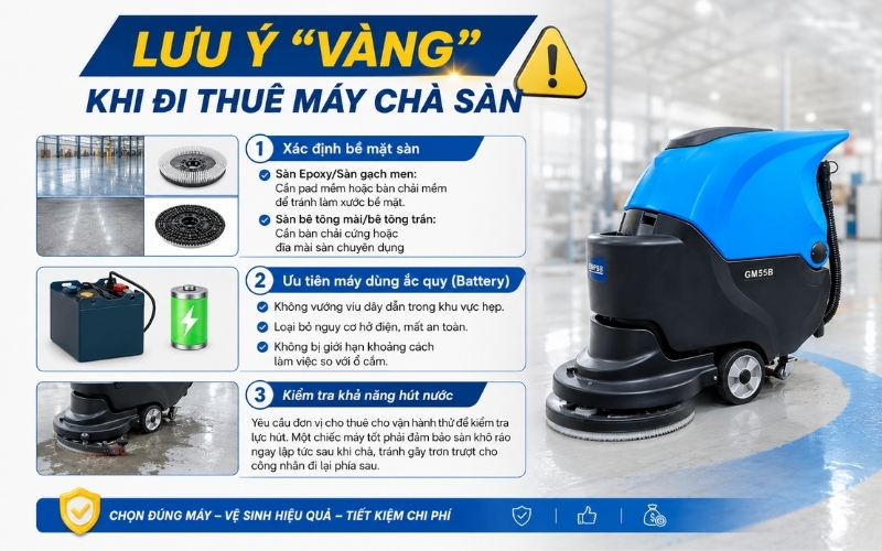 Lưu ý vàng khi đi thuê máy chà sàn