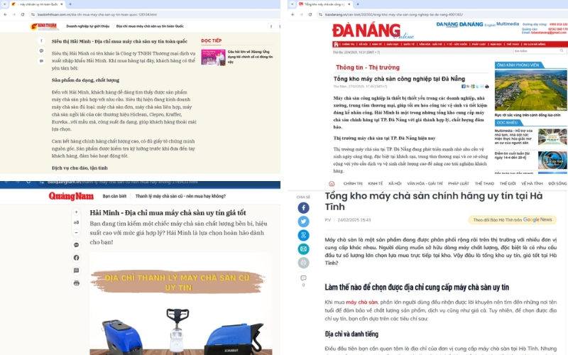 Máy chà sàn Hải Minh được các trang báo đề cập