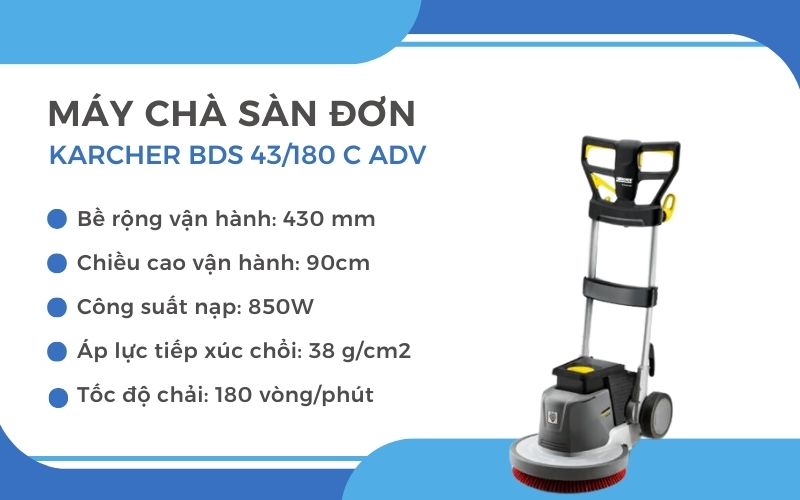Máy chà sàn đơn Karcher BDS 43/180 C Adv