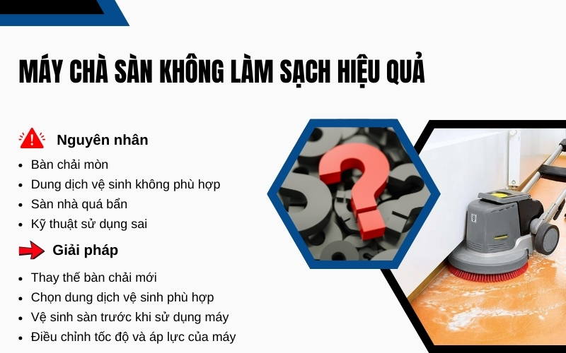 Máy chà sàn không làm sạch hiệu quả