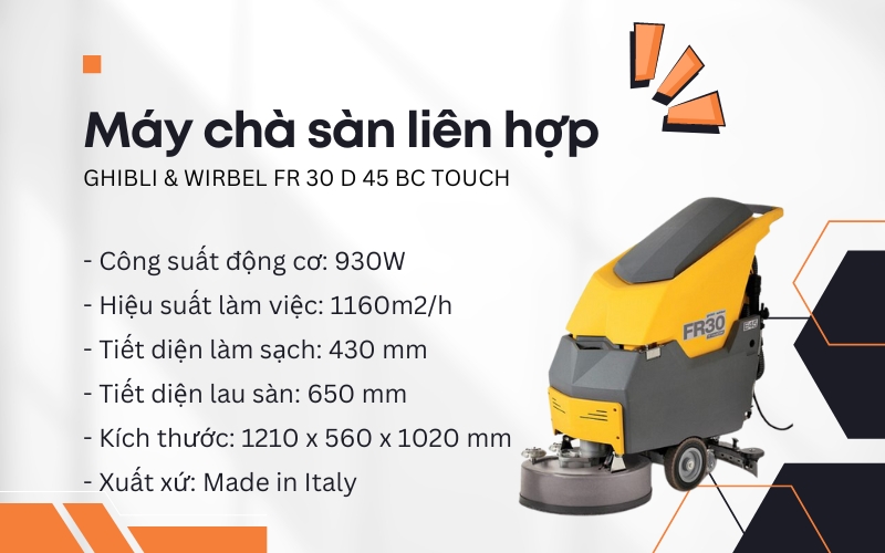 Máy chà sàn liên hợp GHIBLI & WIRBEL FR 30 D 45 BC TOUCH