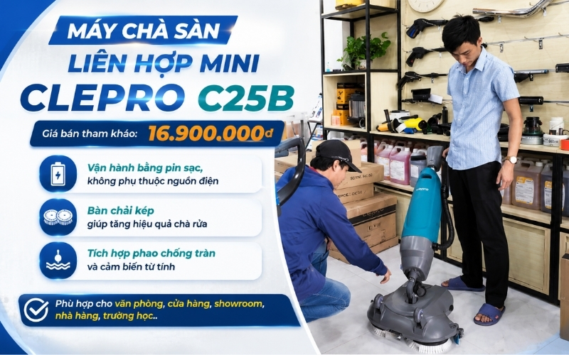 Máy chà sàn liên hợp mini Clepro C25B