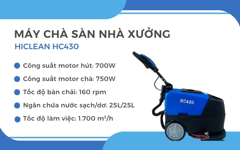 Máy chà sàn nhà xưởng HiClean HC430