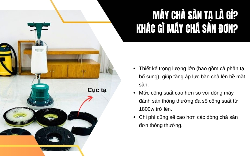 Máy chà sàn tạ là gì Khác gì máy chá sàn đơn