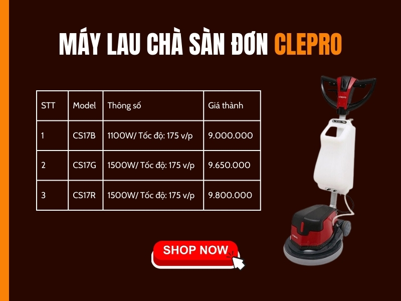 Máy lau chà sàn đơn Clepro