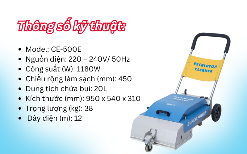 Máy vệ sinh thang cuốn Clepro CE-500E