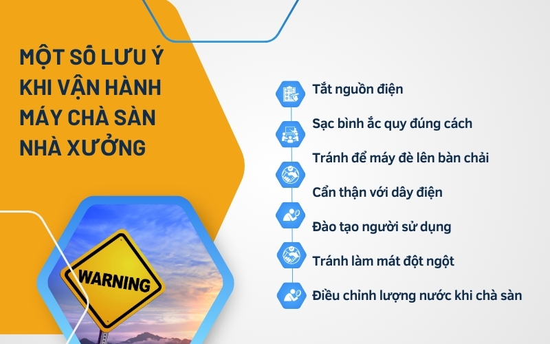 Một số lưu ý khi vận hành máy chà sàn nhà xưởng