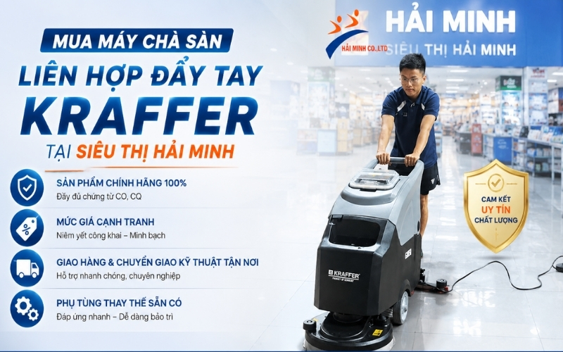 Mua máy chà sàn liên hợp đẩy tay Kraffer tại siêu thị Hải Minh