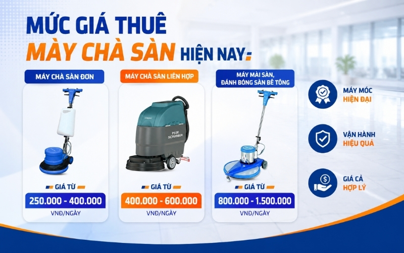 Mức giá thuê máy chà sàn hiện nay