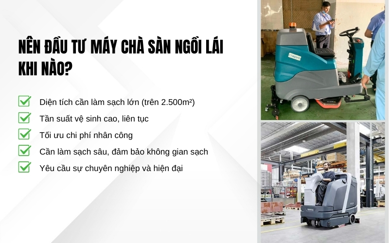 Nên đầu tư máy chà sàn ngồi lái khi nào