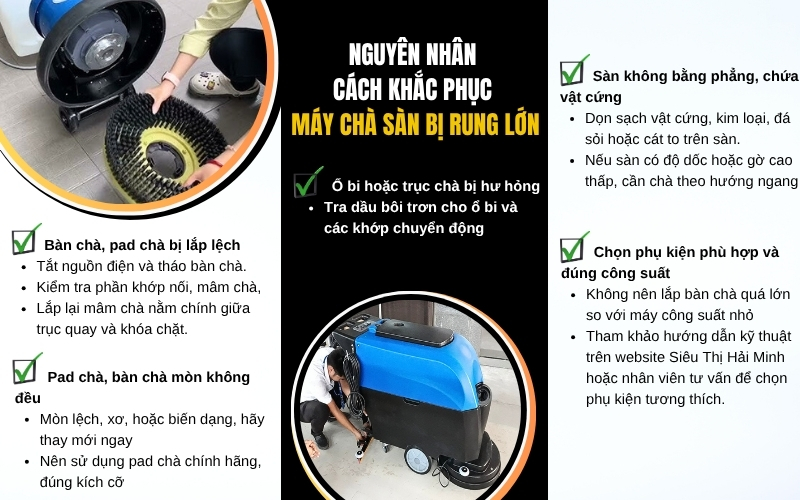 Nguyên nhân khiến máy chà sàn bị rung lớn