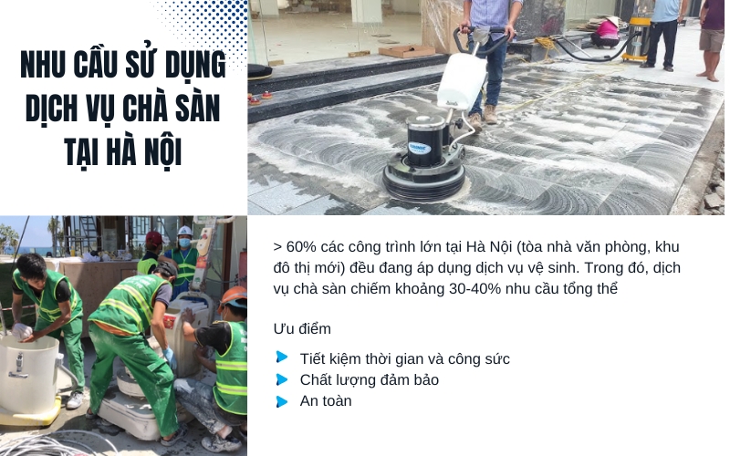Nhu cầu sử dụng dịch vụ chà sàn tại Hà Nội