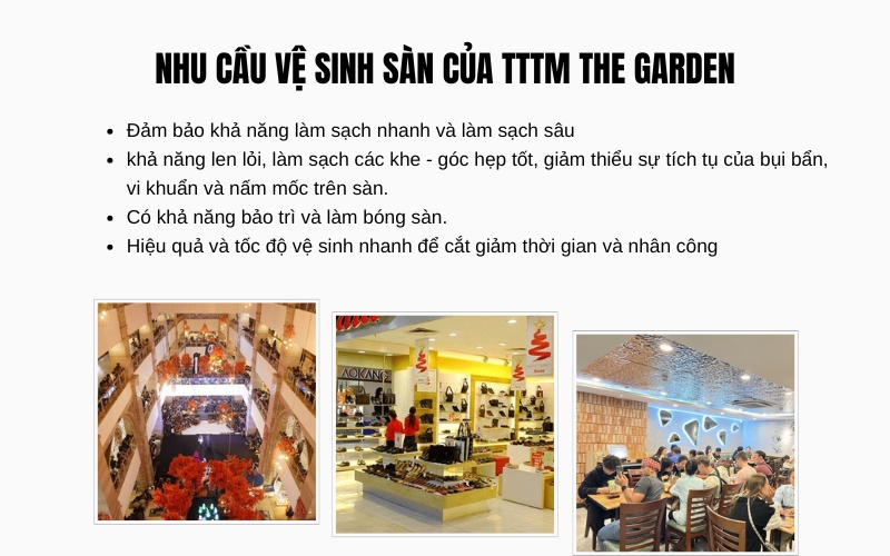 Nhu cầu vệ sinh sàn của TTTM The Garden
