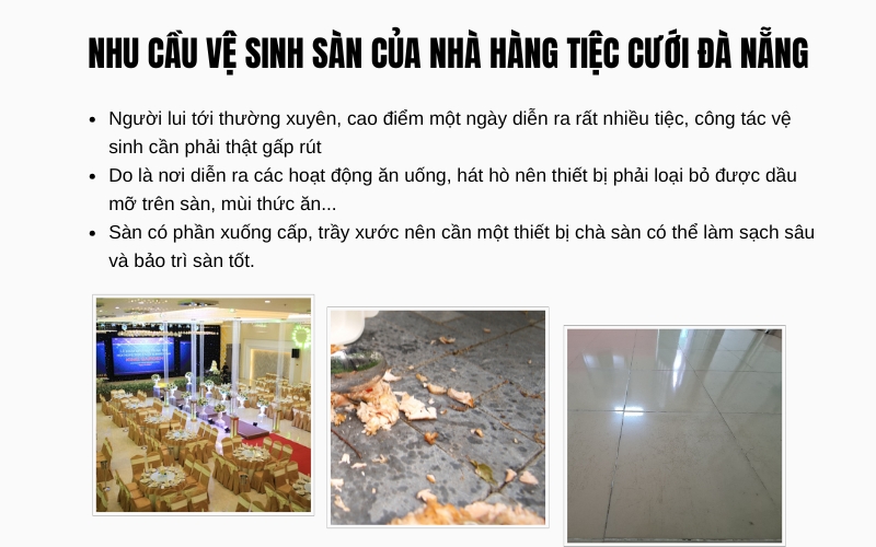 Nhu cầu vệ sinh sàn của nhà hàng tiệc cưới Đà Nẵng