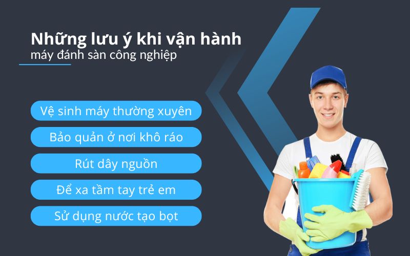 Những lưu ý khi vận hành máy đánh sàn công nghiệp