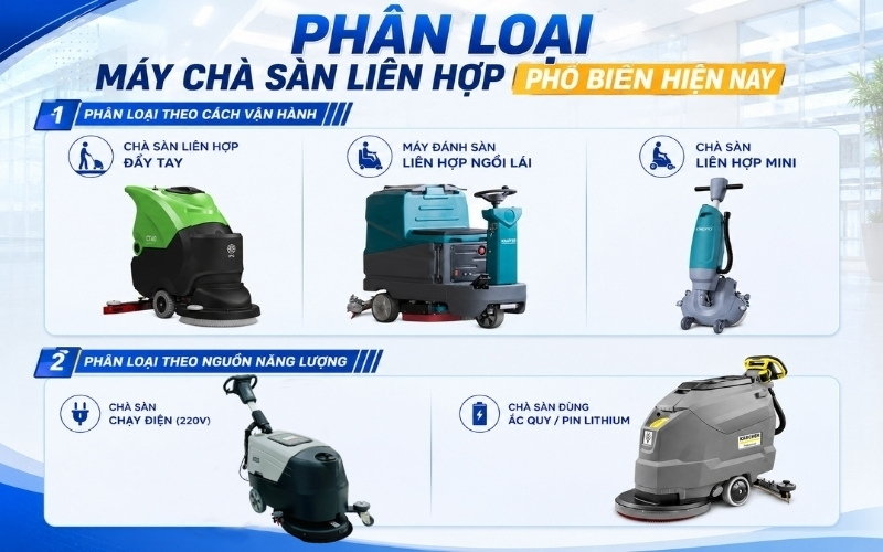Phân loại máy chà sàn liên hợp phổ biến hiện nay