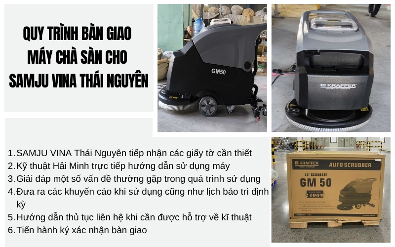 Quy trình bàn giao máy chà sàn cho SAMJU VINA Thái Nguyên