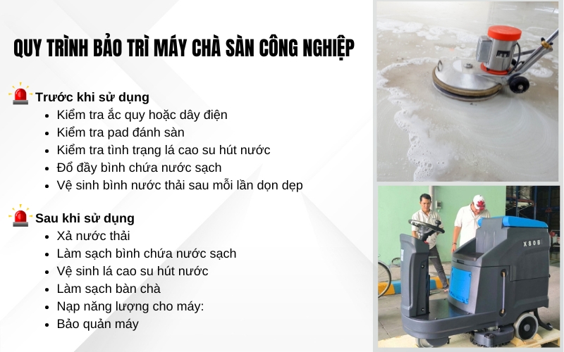 Quy trình bảo trì máy chà sàn công nghiệp tại nhà