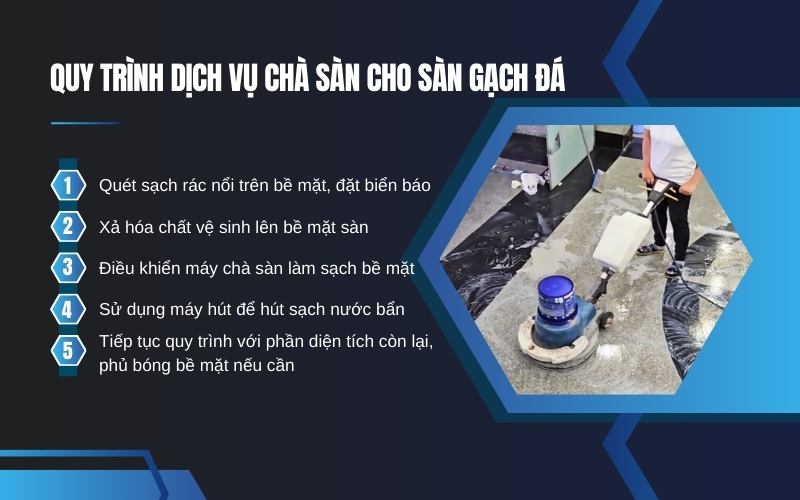 Quy trình dịch vụ chà sàn cho sàn gạch đá