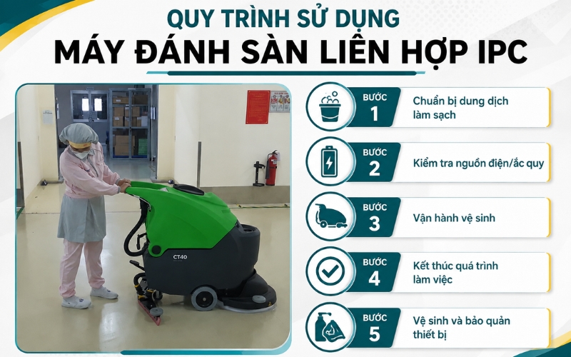 Quy trình sử dụng máy đánh sàn liên hợp IPC 
