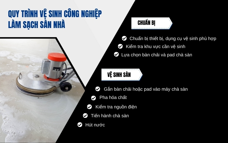 Quy trình vệ sinh công nghiệp làm sạch sàn nhà