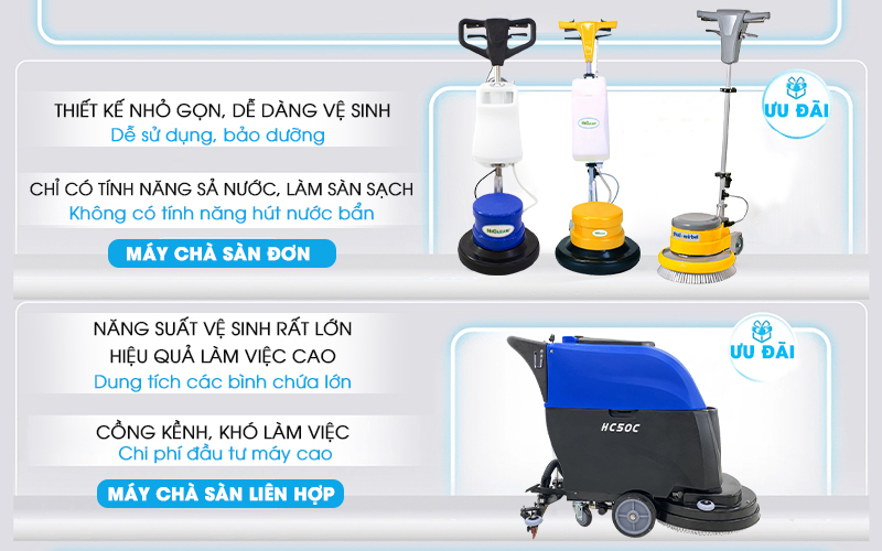 Sự đa dạng về sản phẩm máy chà sàn cung cấp